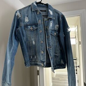SHEIN Distressed Blue Jean Jacket